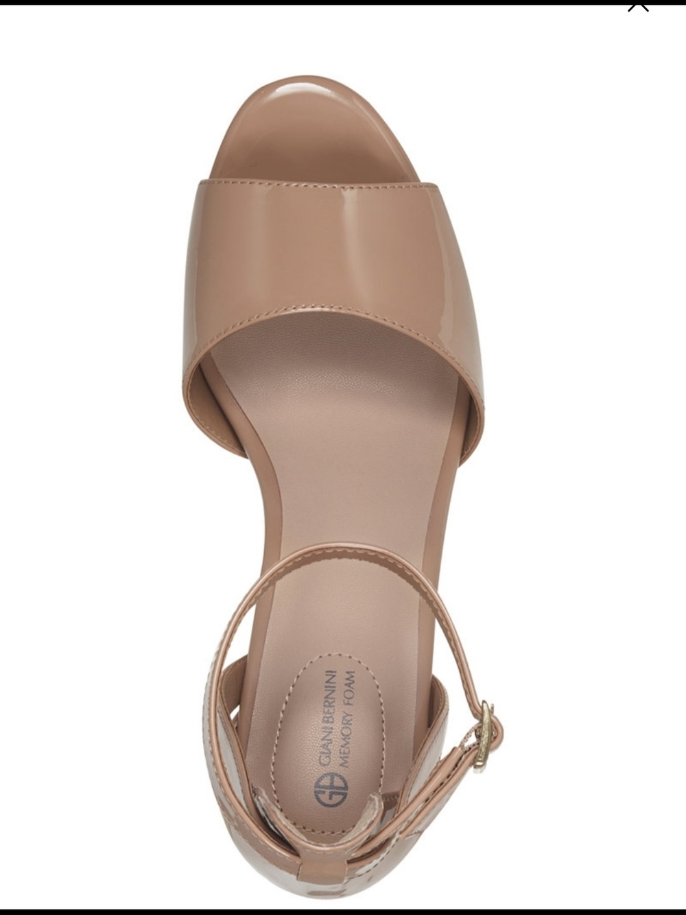 Giani Bernini Patent Tan Open-Toe Ankle Strap Heel